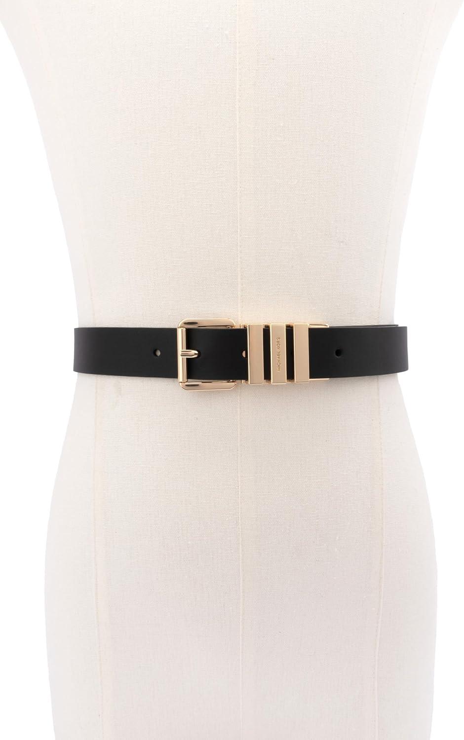 imageMichael Kors Womens 1 Inch Reversible Belt Stylish Fashion Accessory for Everyday WearBlackGold