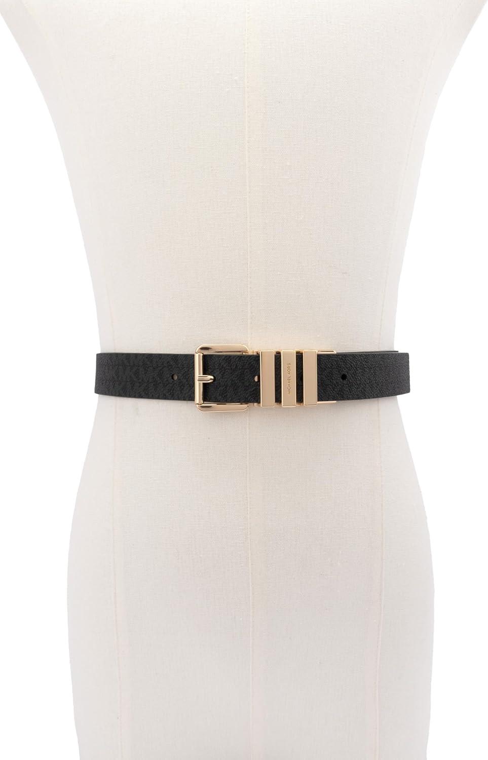 imageMichael Kors Womens 1 Inch Reversible Belt Stylish Fashion Accessory for Everyday WearBlackGold