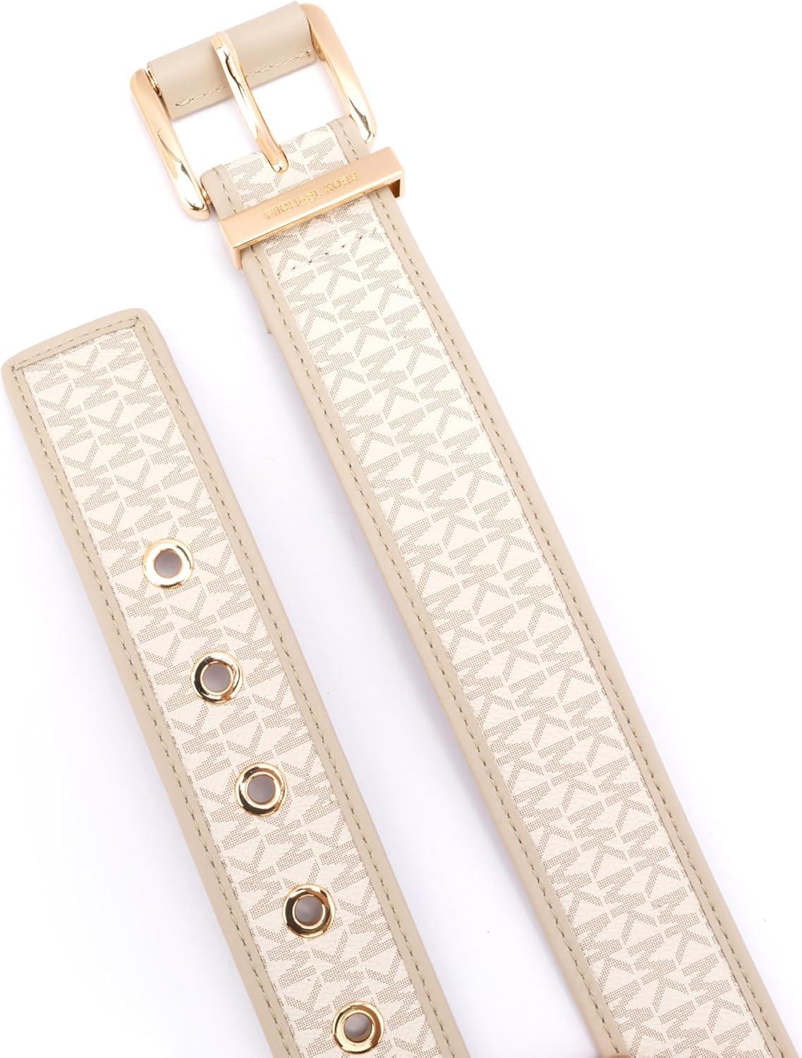 imageMichael Kors Womens 175 Inch Logo Belt with Grommets Stylish Fashion Accessory for Everyday WearLT SAND