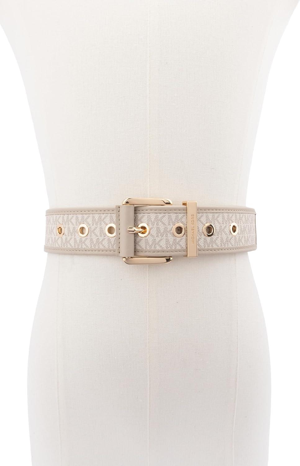 imageMichael Kors Womens 175 Inch Logo Belt with Grommets Stylish Fashion Accessory for Everyday WearLT SAND