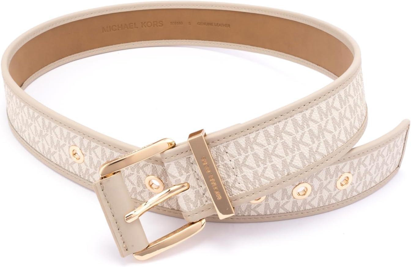 imageMichael Kors Womens 175 Inch Logo Belt with Grommets Stylish Fashion Accessory for Everyday WearLT SAND