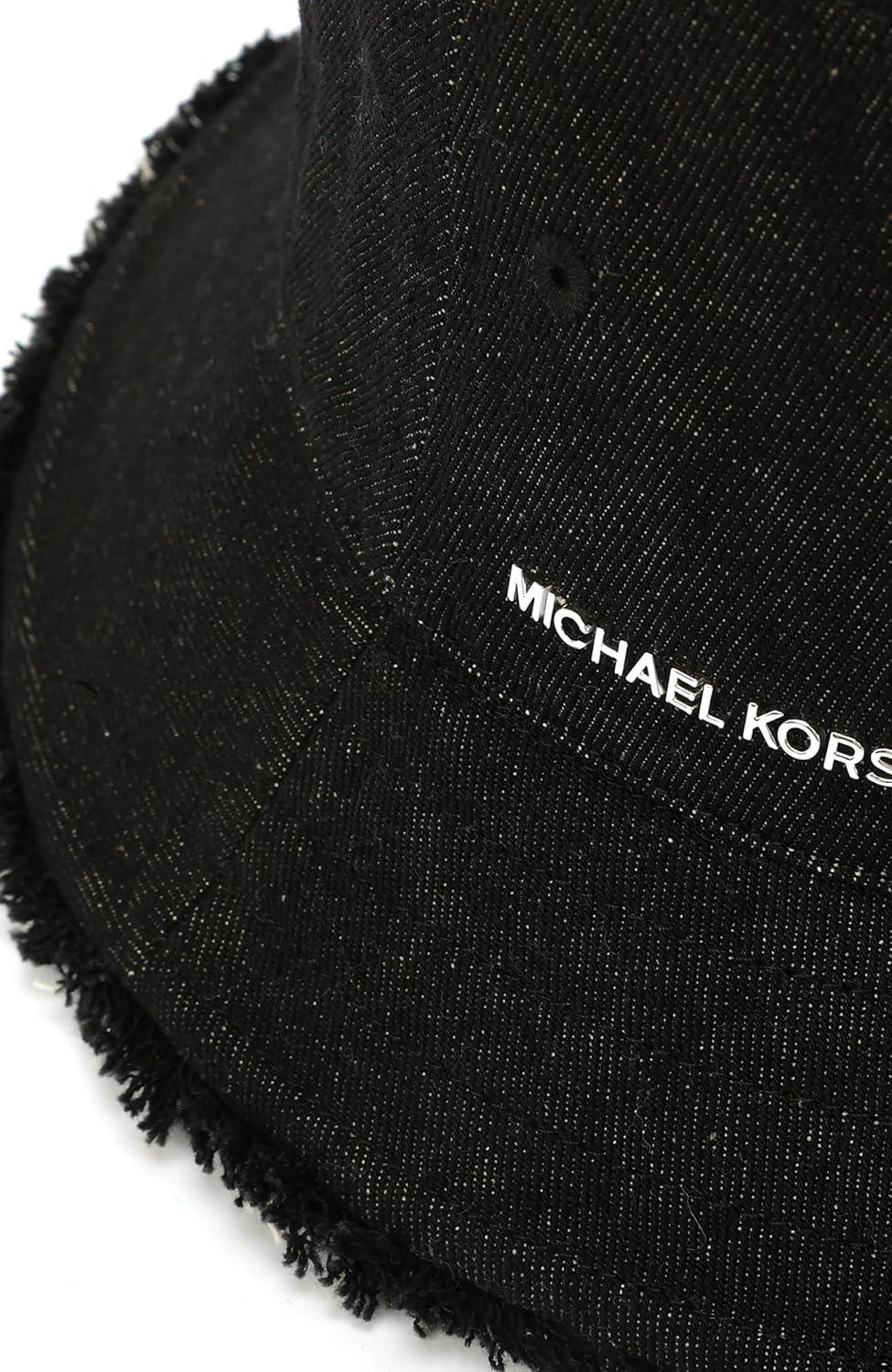 imageMichael Kors Womens Distressed Denim Bucket Hat Stylish Cap ampamp Fashion Accessory Black