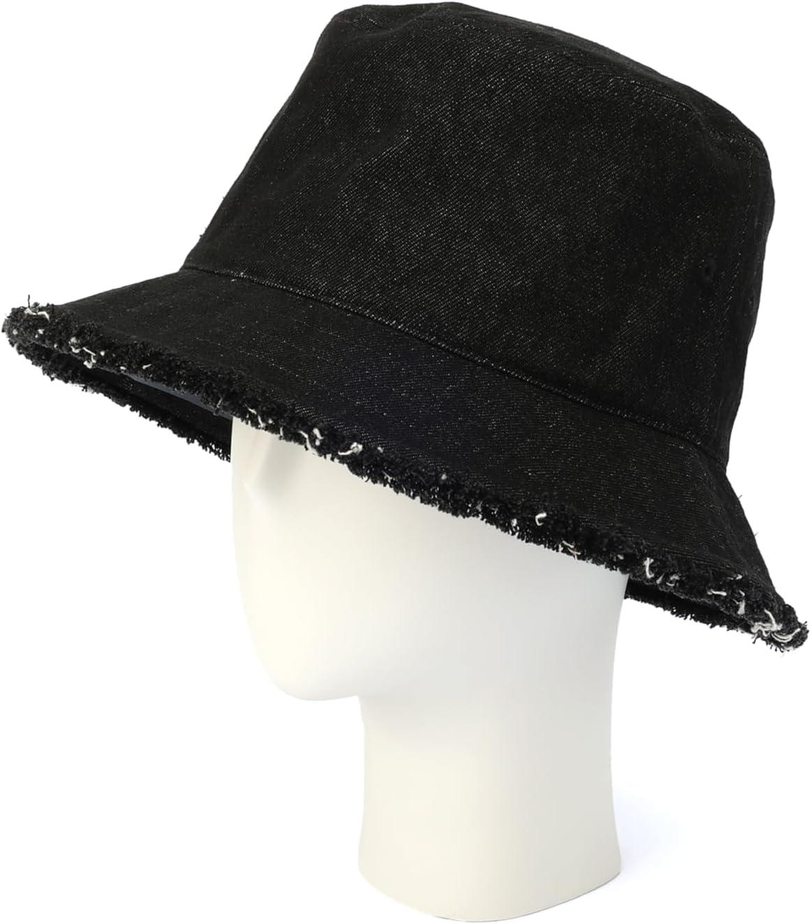imageMichael Kors Womens Distressed Denim Bucket Hat Stylish Cap ampamp Fashion Accessory Black