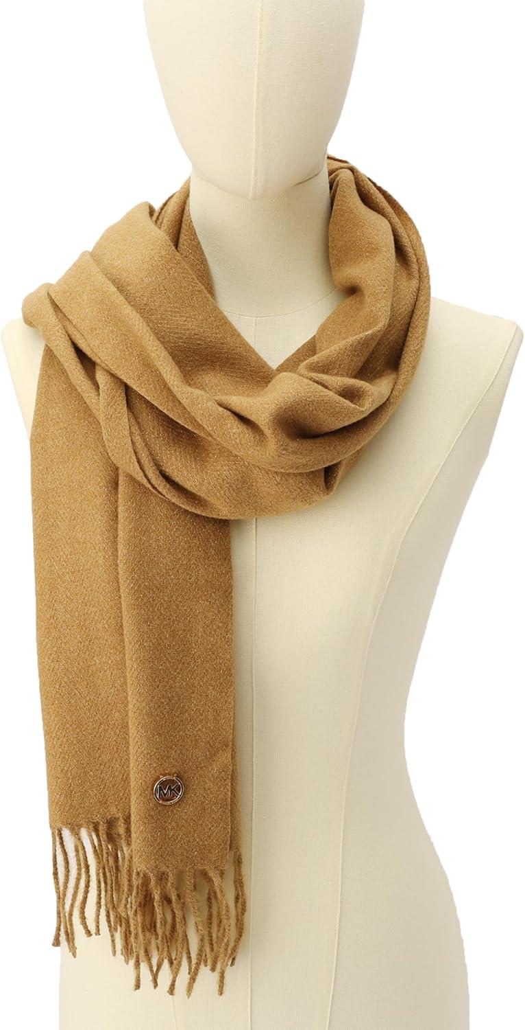 imageMichael Kors Womens Metallic Herringbone Wrap Stylish Fashion AccessoryDark Camel Gold Me