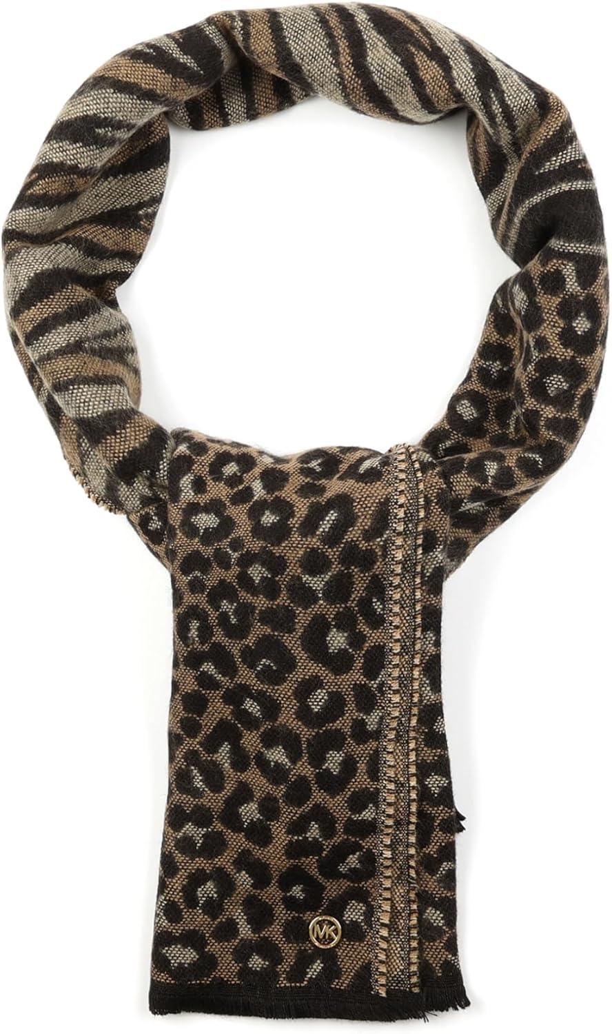 imageMichael Kors Womens Mixed Animal Wrap Stylish Fashion Accessory Scarf for ColdDark Camel Multi