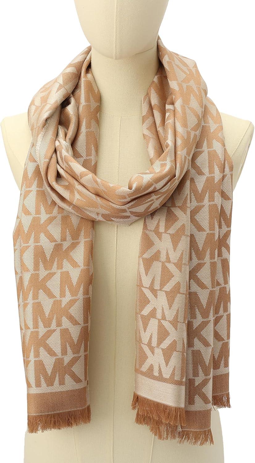 imageMichael Kors womens Mk Charm Colorblocked Lws Scarf Stylish Fashion Accessory for Cold WeatherCamel