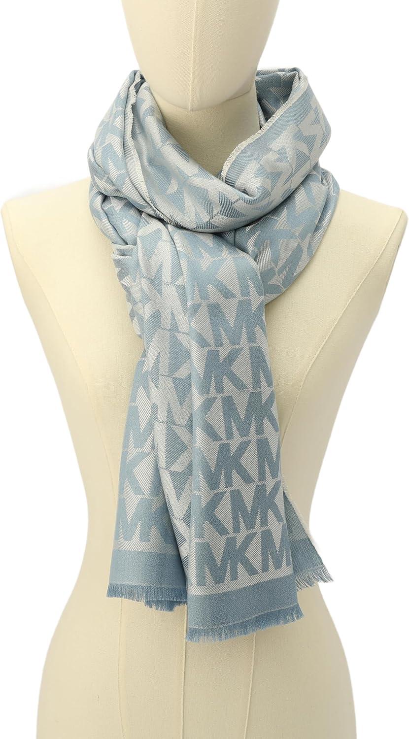 imageMichael Kors womens Mk Charm Colorblocked Lws Scarf Stylish Fashion Accessory for Cold WeatherChambray