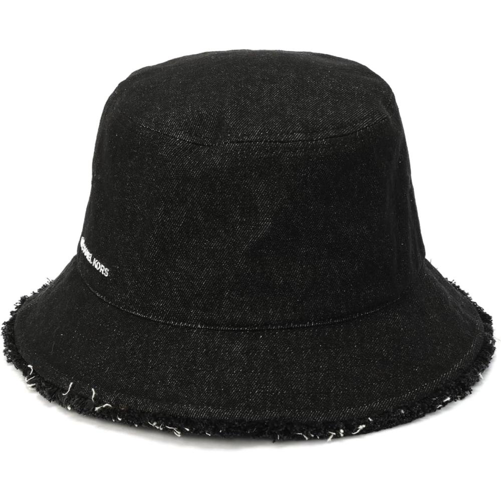 imageMichael Kors Womens Distressed Denim Bucket Hat Stylish Cap ampamp Fashion Accessory Black