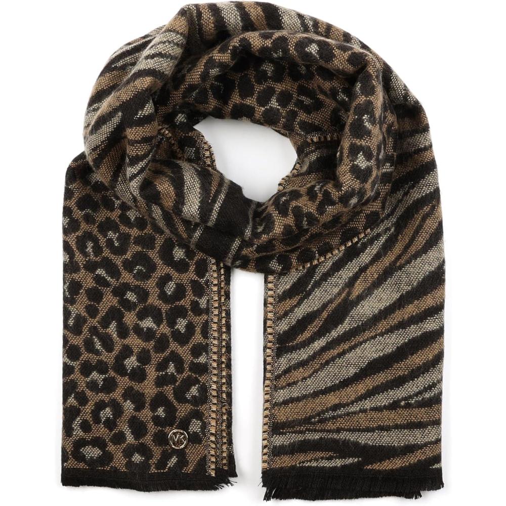 imageMichael Kors Womens Mixed Animal Wrap Stylish Fashion Accessory Scarf for ColdDark Camel Multi