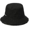 imageMichael Kors Womens Distressed Denim Bucket Hat Stylish Cap ampamp Fashion Accessory Black