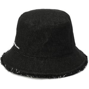 imageMichael Kors Womens Distressed Denim Bucket Hat Stylish Cap ampamp Fashion Accessory Black