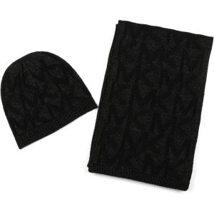imageMichael Kors Womens Metallic Beanie ampamp Scarf Set Stylish ampamp Warm Fashion Accessories for Cold WeatherBlack