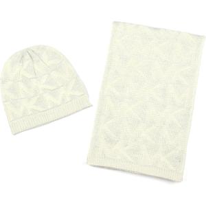 imageMichael Kors Womens Metallic Beanie ampamp Scarf Set Stylish ampamp Warm Fashion Accessories for Cold WeatherCream