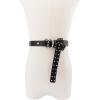 imageMichael Kors Womens 1 Inch Double Ring Leather Belt Fashion Accessory for Everyday WearBlackSilver