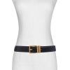 imageMichael Kors Womens 15 Inch Reversible Belt with Flattened Edge Stylish Fashion AccessoryBlackAntique Gold
