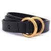 imageMichael Kors Womens 1 Inch Double Ring Leather Belt Fashion Accessory for Everyday WearBlackAntique Gold