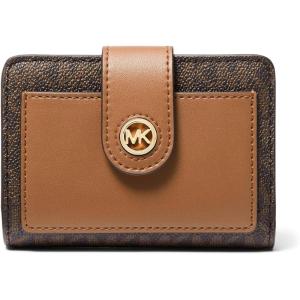 imageMichael Kors MK Charm Small Tab Compact Pocket WalletBrownAcorn
