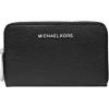 imageMichael Kors Womens Jet Set Small Zip Around Card CaseSilverTone HardwareMercer Pebble LeatherBlack