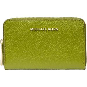 imageMichael Kors Womens Jet Set Small Zip Around Card CaseGoldtone HardwareMercer Pebble LeatherMeadow Green