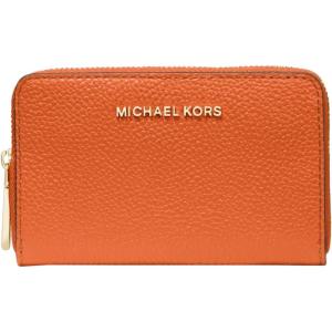imageMichael Kors Womens Jet Set Small Zip Around Card CaseGoldtone HardwareMercer Pebble LeatherOrange Punch