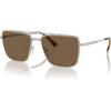 imageMichael Kors Mens Mk1154 Blue Ridge Square SunglassesShiny SilverBrown Solid
