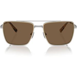 imageMichael Kors Mens Mk1154 Blue Ridge Square SunglassesShiny SilverBrown Solid