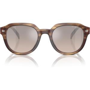 imageMichael Kors Mens Mk2216u Eger Universal Fit Round SunglassesBrown HornBrown Gradient Black Mirrored