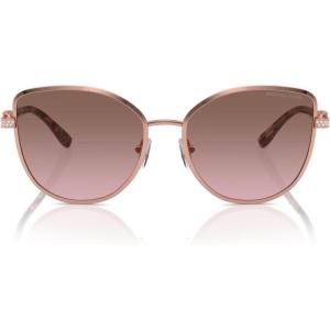 imageMichael Kors Womens Mk1144b Catalonia Cat Eye SunglassesShiny Rose Gold Light Brown Pink Gradient Mirrored