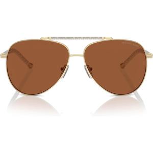 imageMichael Kors Womens Mk1146 Portugal Aviator SunglassesShiny Light Gold Brown Solid