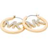 imageMichael Kors Brass and Pav Crystal MK Logo Hoop Earrings for Women Color Gold Model MKJ7635710