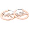 imageMichael Kors Brass and Pav Crystal MK Logo Hoop Earrings for Women Color Rose Gold Model MKJ7637791