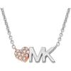 imageMichael Kors Brass and Pav Crystal MK Logo Pendant Necklace for Women Color Silver Model MKJ7977931