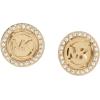 imageMichael Kors Brass and Pav Crystal MK Logo Stud Earrings for WomenGold Crystal Logo