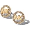 imageMichael Kors Brass and Pav Crystal MK Logo Stud Earrings for WomenGold Crystal MK Logo