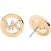 imageMichael Kors Brass and Pav Crystal MK Logo Stud Earrings for WomenGold Logo