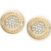 imageMichael Kors Brass and Pav Crystal MK Logo Stud Earrings for WomenGold Pav Plaque