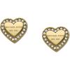 imageMichael Kors Brass and Pav Crystal MK Logo Stud Earrings for WomenGold Signature Heart