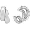 imageMichael Kors Stainless Steel and Pav Crystal Hoop Earrings for WomenDouble Hoop