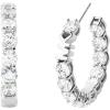 imageMichael Kors Stainless Steel and Pav Crystal Hoop Earrings for WomenSilver Crystal Huggie