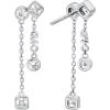 imageMichael Kors Womens Brilliance Sterling Silver Cushion Cut Stud EarringsPav Double Drop