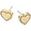 imageMichael Kors Brass and Pav Crystal MK Logo Stud Earrings for WomenGold Signature Heart