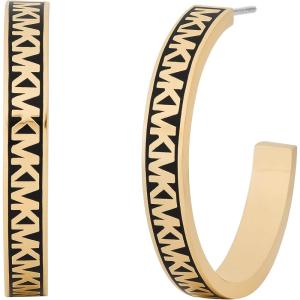 imageMichael Kors Brass MK Logo Hoop Earrings for Women Color GoldBlack Model MKJ8126710