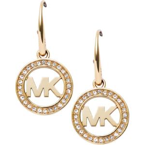 imageMichael Kors Brass and Pav Crystal MK Logo Stud Earrings for WomenGold Glitz Logo