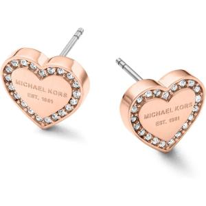 imageMichael Kors Brass and Pav Crystal MK Logo Stud Earrings for WomenRose Gold Signature Heart