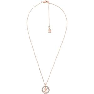 imageMichael Kors Stainless Steel and Pav Crystal Heart Pendant Necklace for WomenMK Circle Logo Pendant