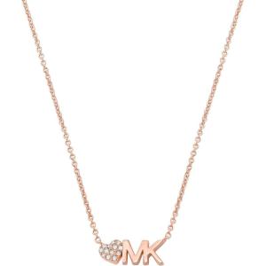 imageMichael Kors Stainless Steel and Pav Crystal Heart Pendant Necklace for WomenRose Gold