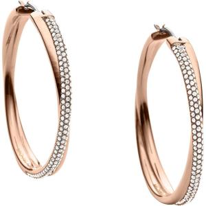 imageMichael Kors Stainless Steel and Pav Crystal Hoop Earrings for Women Color Rose Gold Model MKJ3671791