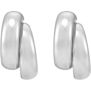 imageMichael Kors Stainless Steel and Pav Crystal Hoop Earrings for WomenDouble Hoop