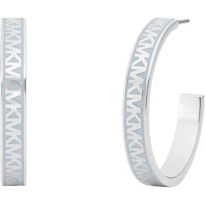 imageMichael Kors Stainless Steel and Pav Crystal Hoop Earrings for WomenMK Repeating Logo