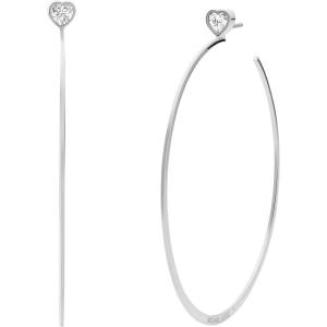imageMichael Kors Stainless Steel and Pav Crystal Hoop Earrings for WomenSilver Heart Crystal